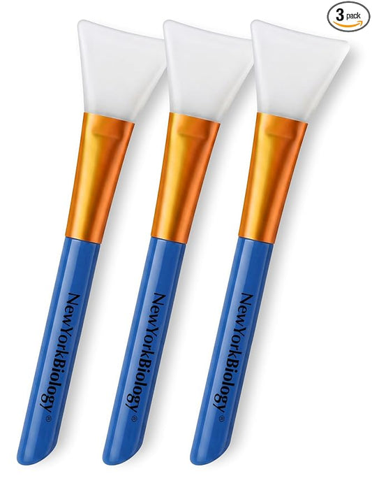 New York Biology 3 pcs Face Mask Brush Applicators – Silicone Face Brushes for Mud Masks, Clay Masks and Thick Paste – Face Mask Applicator for Smooth Application