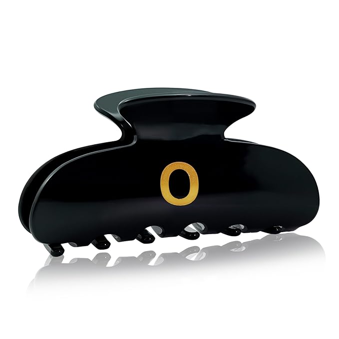 Acrylic Letter Hair Clips for Women - Black Monogram Hair Claw Alphabet Large Hair Clip, Fashion Glitter Claw Clips Elegant And Durable Hair Accessory, Letter O
