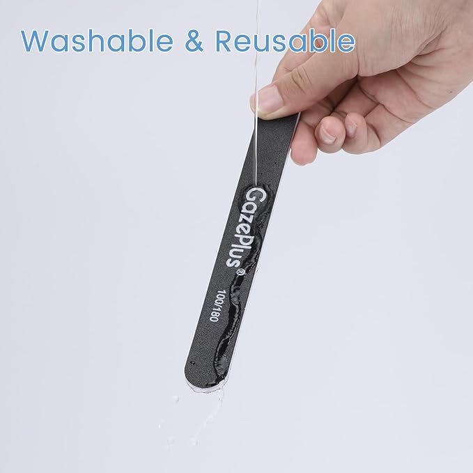Nail Files, 50 PCS Fingernail Files 7" Long 100/180 Grit Emery Boards for Nails Professional Nail File Bulk Washable Suitable for Both Acrylic and Natural Nails Black