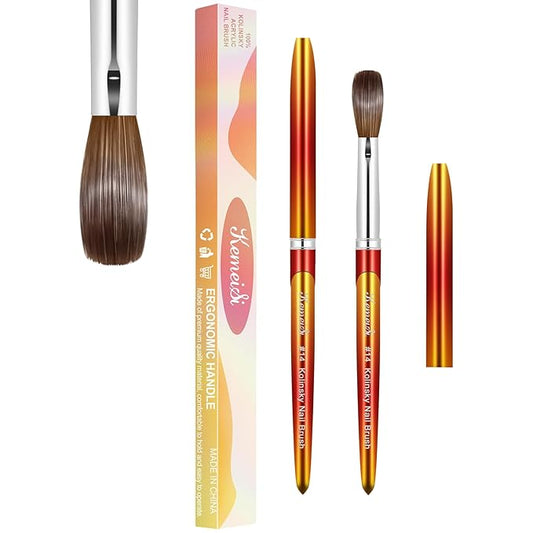 Acrylic Nail Brush Size 14, 100% Pure Kolinsky Nail Art Brushes for Acrylic Application, Sturdy Handle Oval Shaped Acrylic Powder Nail Design Tools for Professional Manicure DIY