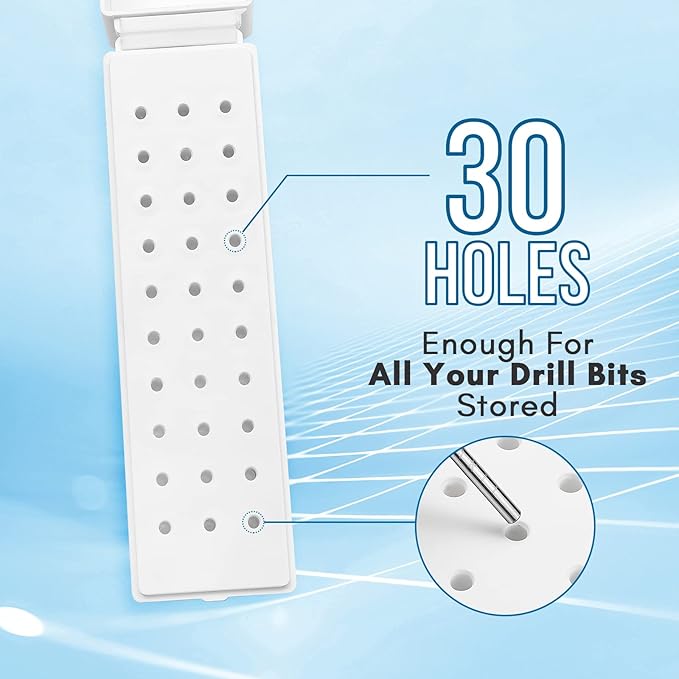 Makartt Nail Drill Bits Holder,Dustproof Stand Displayer Organizer Container Case 30 Holes drill bit holder nail tech Professional Nail art Tools(Not Inlcude Drill Bits,White)
