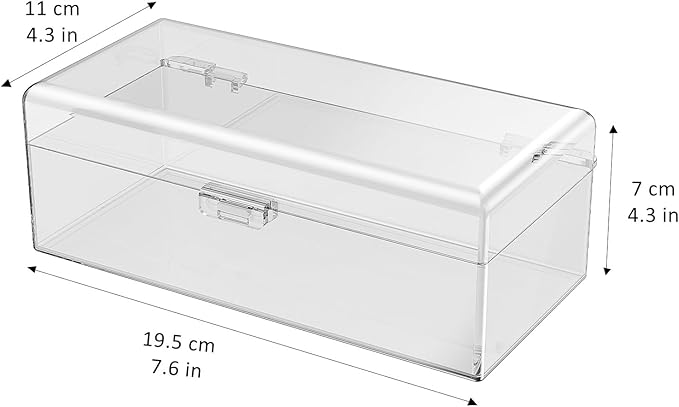 JessLab Hair Accessories Organizer for Girls, Acrylic Hair Bow Tie Clip Scrunchie Holder with Dividers, Clear Stackable Storage Box for Bathroom, Bedroom, Vanity Countertop, 1 Compartment