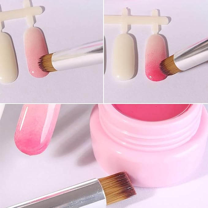 SILPECWEE 5Pcs Ombre Nail Brush Acrylic Nail Brush Set Nail Gradient Brushes Nail Painting Pens Nail Art Tools For Gel Nails Manicure Accessories
