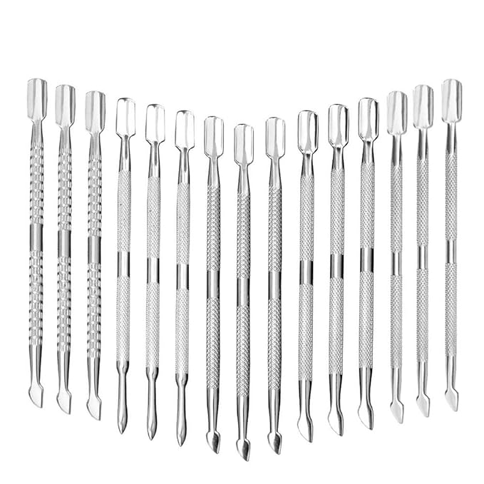 15Pcs Cuticle Pusher Remover and Cutter, Creatiee Double Ended Stainless Steel Cuticle Cleaner Nail Gel Polish Removal, Manicure Pedicure Nail Tools for Fingernails Toenails - Professional & Durable