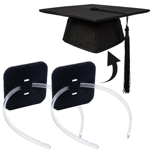 2 Pack Clear Graduation Cap Headband Secures Decorations Holder Grad Cap Headband Insert Hat Anti-Slip Accessories for Graduates Gift
