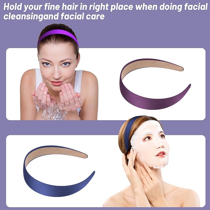anezus 16 Pcs Satin Headbands Bulk 1 Inch Anti-slip Ribbon Hair Bands Plain Hard Headbands for Women Girls DIY Craft Hair Accessories (Multicolor)
