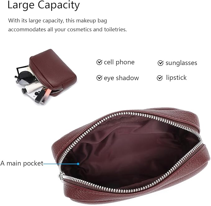Makeup Bag Large Capacity Women's Classic Black Wash Bag Adjustable Partition Wash Brush and Cosmetic Carrying Bag (Caramel Color)