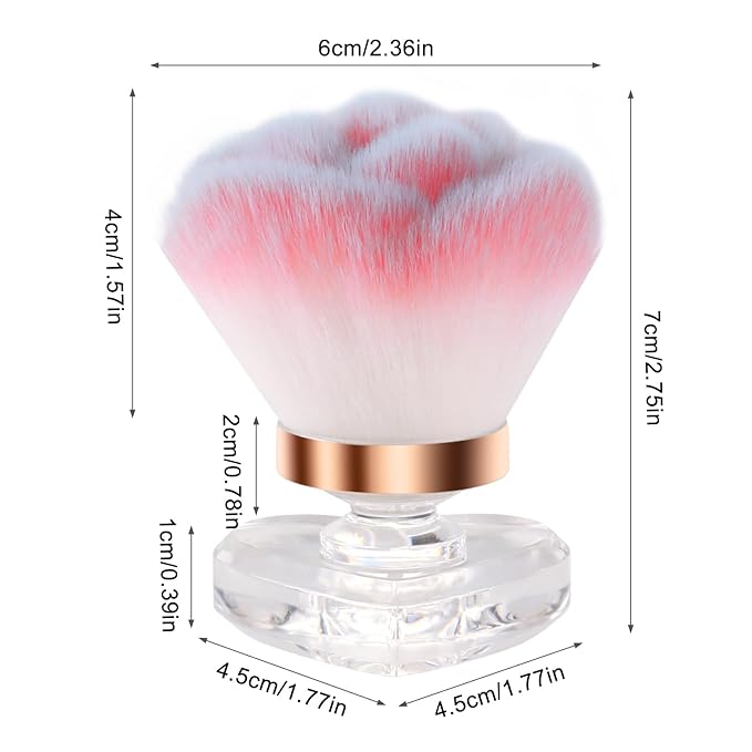 ANGNYA Nail Dust Brush, Rose-shaped Head and Heart-shaped Handle Dust Brush for Nails, Fluffy Dust Powder Remover Makeup Duster Cleaner Brush Acrylic Nail Tools