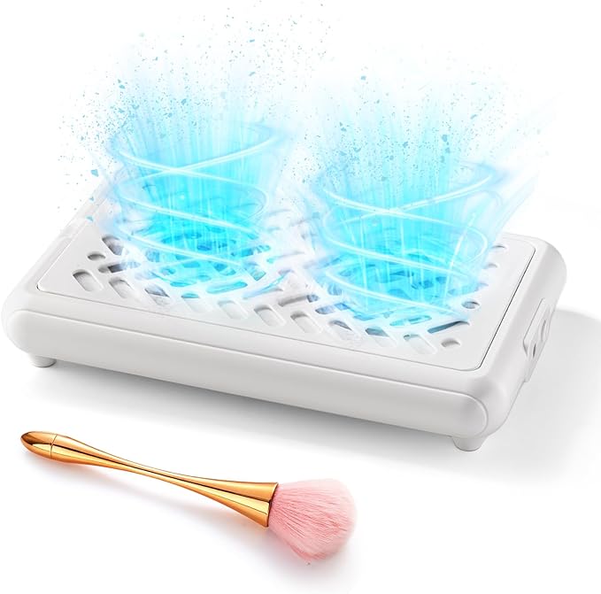 Nail Fan Dust Collector, Dual Fan Design Nail Vacuum Dust Collector with 30 Filter Papers & Cleaning Brush - Quiet, Powerful Suction for Salon & Home Use