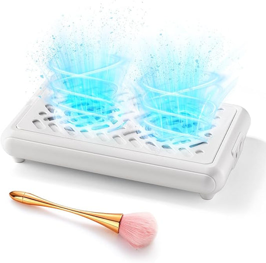 Nail Fan Dust Collector, Dual Fan Design Nail Vacuum Dust Collector with 30 Filter Papers & Cleaning Brush - Quiet, Powerful Suction for Salon & Home Use