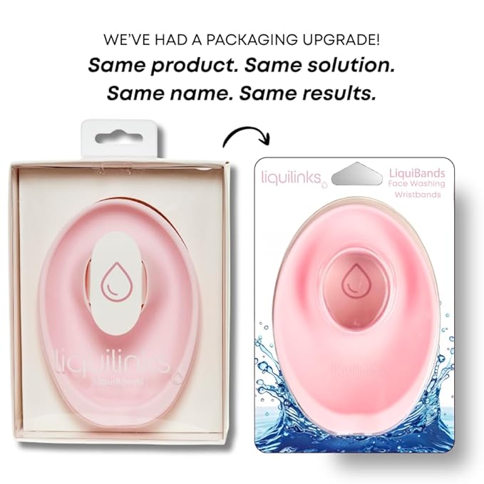 LiquiBands Face Washing Wristbands – No More Wet Sleeves with This Skincare Essential - Silicone Bands to Catch Water Drips – Stocking Stuffer for Girls & Women (Blush Pink, 1 Pair)