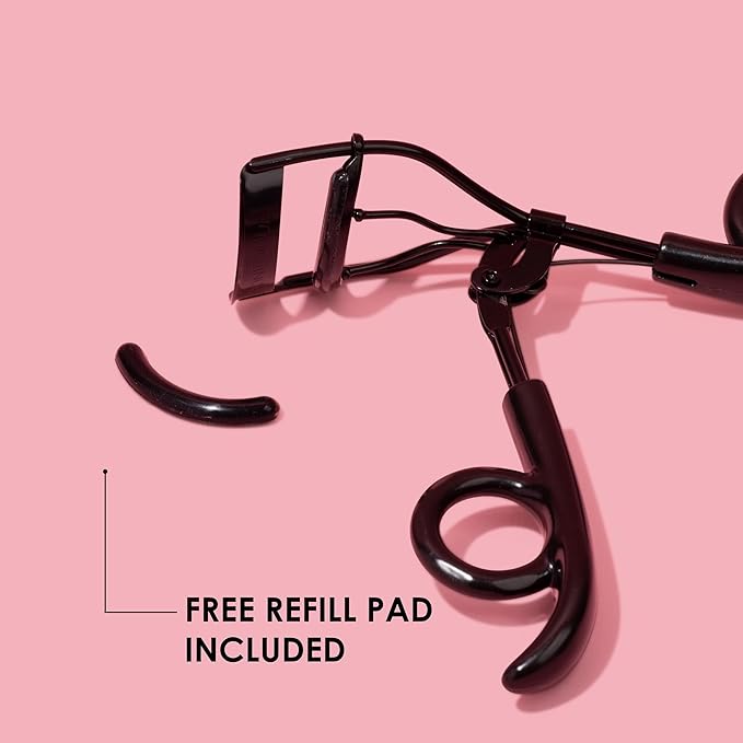 JAPONESQUE Pro Performance Lash Curler with Natural Arch for Sweeping Volume on Natural or False Lashes, Holds Curl for up to 8 Hours, Includes 1 Refill Pad
