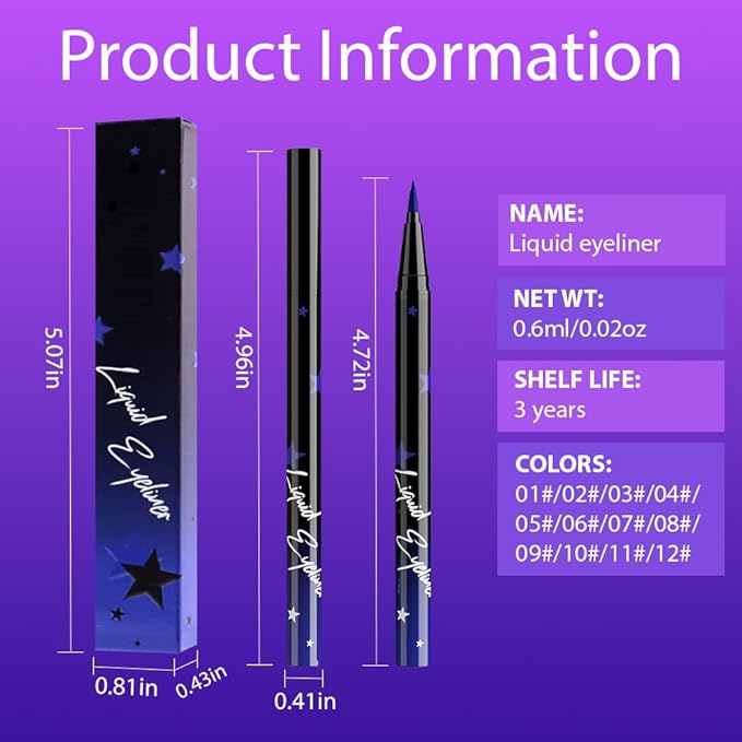 evpct Royal Blue Matte Liquid Eyeliner Waterproof Smudge Proof, Blue Eye Liner Liquid Liner for Face Body Paint, Long-lasting Eyeliner Waterline Thin Quick-dry Eyeliners Pencil Eye Makeup Stay all Day