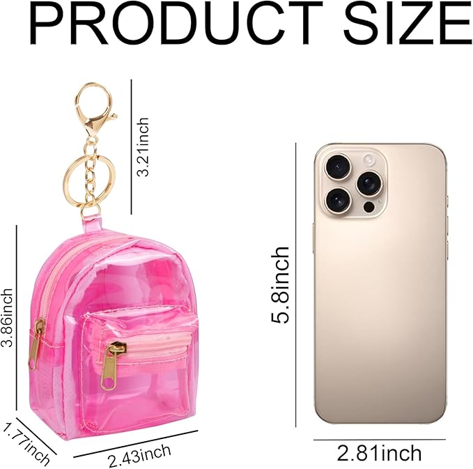 4Pcs Mini Clear Backpack Keychain,Cute Cosmetic Bag for Women, PVC Transparent Makeup Bag Key Pocket Lipstick Bag Card Holder Data Cable Organizer Zipper Pouch (PVC Transparent)