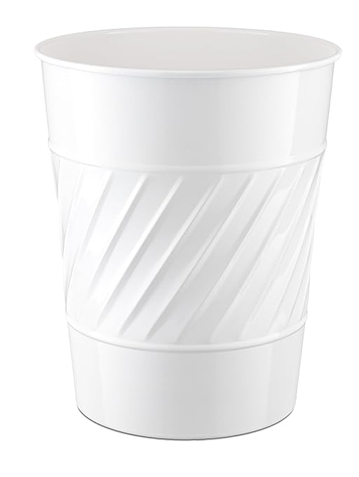 Monarch Abode Metal Bathroom Trash Can – Waste Basket for Bedroom, Office Desk, & Dorm, Handcrafted Wave Embossed, Durable Decorative White Small Trash Can Bathroom Garbage Bin Wastebasket