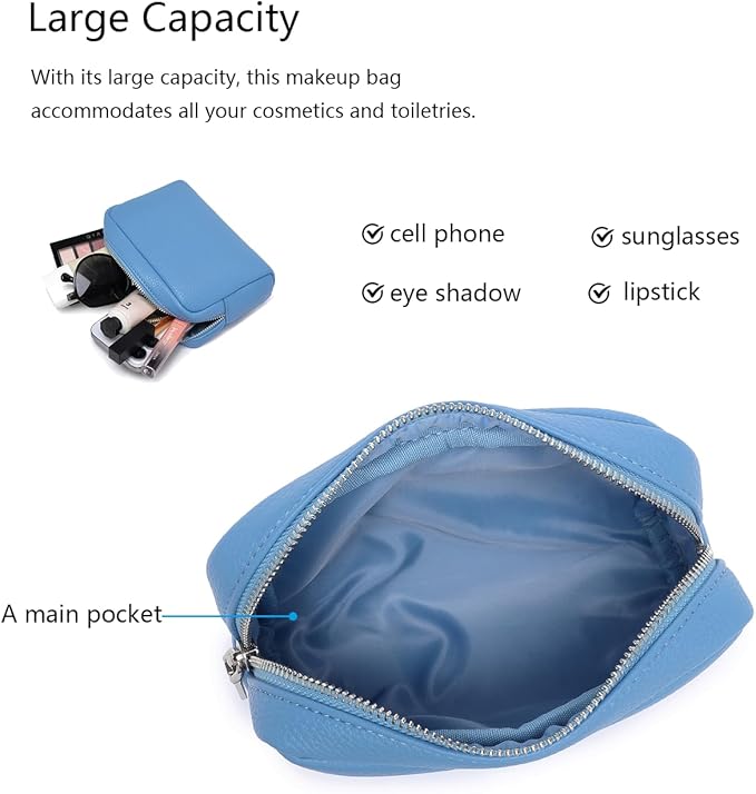 Makeup Bag Large Capacity Women's Classic Black Wash Bag Adjustable Partition Wash Brush and Cosmetic Carrying Bag (Gentian Blue)