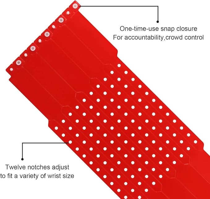 100pcs Colored Vinyl Wristbands, Waterproof & Security Wristbands for Events, Pool Parties & Outdoor Sports (Red)