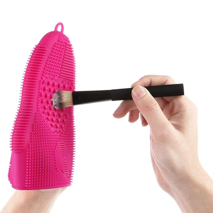 ScivoKaval Makeup Brush Cleaner Glove Mat Mitt Silicone Cosmetic Cleaning Scrubber Tool Face Brushes and Eye Brush Washing Pad Light Purple