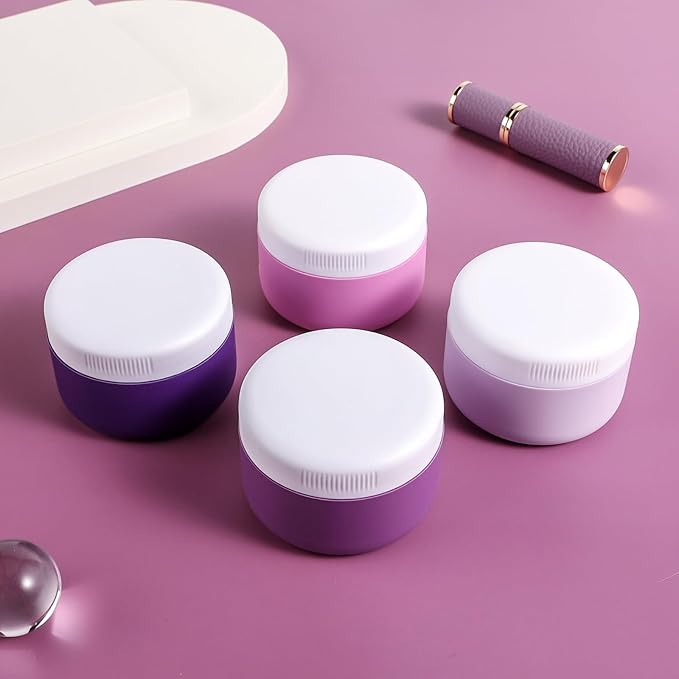Travel Containers for Toiletries, Silicone Cream Jars BPA-Free, Leak-proof 2oz Travel Size Containers, Portable Size Silicone Jars with Lid for Cosmetic Face Hand Body Cream (4 Pack)