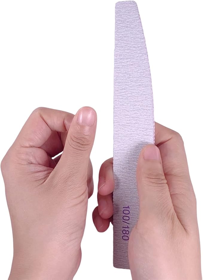 Nail Files (100 Pcs), 100/180 Grit Nail File Emery Board Bulk for Acrylic Nails and Natural Nails, Limas para Unas Acrilicas Profesional Pack Filers for Gel Nail Double Sided Manicure Curved Gray
