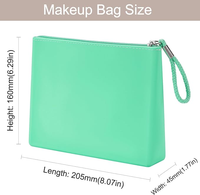 Silicone Makeup Bag for Purse Zipper Cosmetic Pouch Makeup Brush Holder Large Makeup Organizer Silicone Travel Pouch for Women (Green)