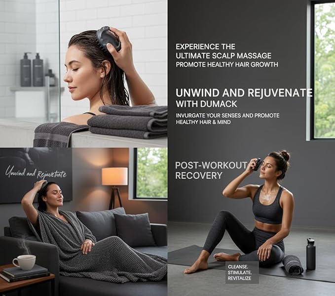 Dunnock Manual Scalp Massager & Shampoo Brush (Black) – Designed to give You a Salon-Like Scalp Treatment at Home Turn Every Wash Dandruff Comb Into a Spa Experience Silicone Hair Shampoo Brush.