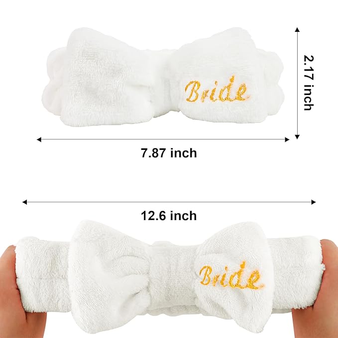 Semato Bachelorette Party Favor Set - Bride & Bridesmaid Spa Headbands (1 Bride + 7 Red)