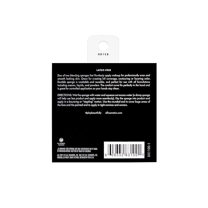 e.l.f. Blending Sponge Duo, Multi-Sided Makeup Sponges For Easy Blending Of Concealer, Foundation, Contour & more, Vegan & Cruelty-Free