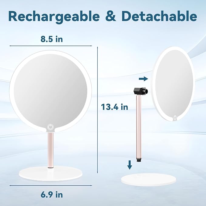 Makeup Mirror with Lights, 4K Ultra-Clear Reflection, Long-Press Adjustable Brightness, 3 Glow Settings, Flexible Multi-Angle Design – Perfect for Makeup and Valentines Day Gifts for Her