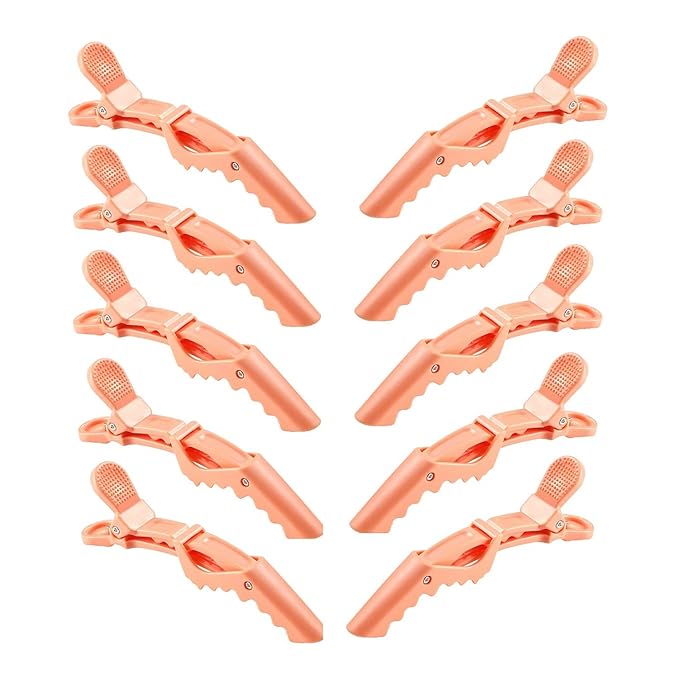 10pcs/set Multicolor Croc Alligator Clips - Transparent Plastic Hair Styling Sectioning Barrettes - Non Slip Professional Salon DIY Accessories - Hairpins (10pcs-Orange)