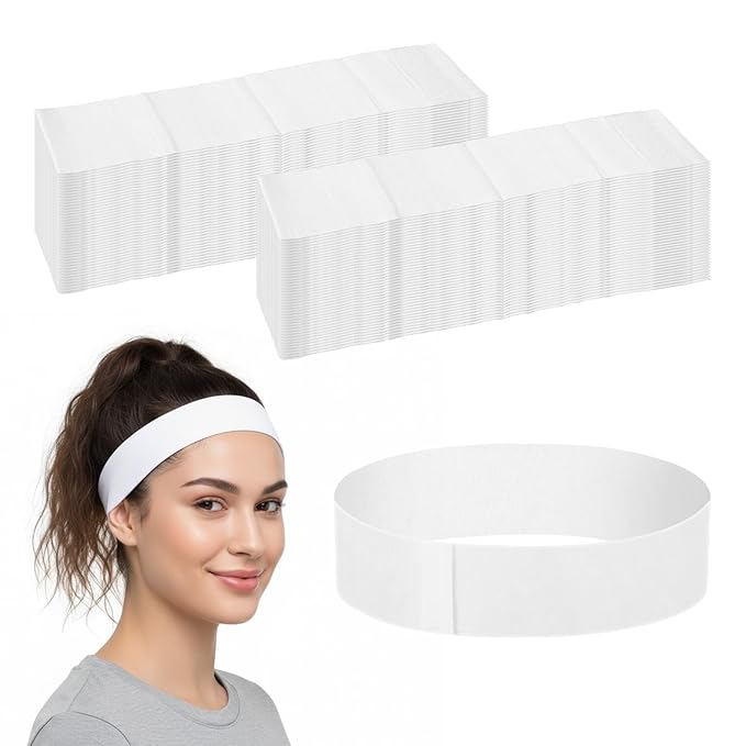 100 PCS Disposable Headbands for Spa, Stretch Non-woven Facial Headband Adjustable Single-Use Facial Headbands Esthetician Supplies Spa Headband for Beauty Salons and Home Care-White