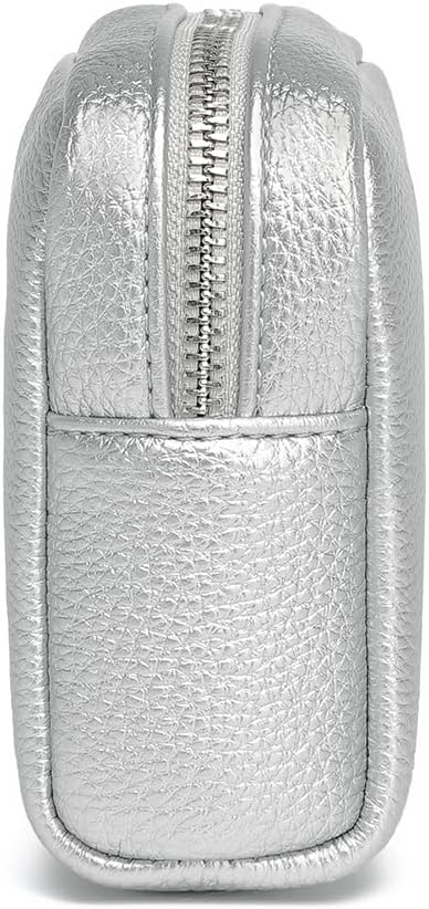 Makeup Bag Large Capacity Women's Classic Black Wash Bag Adjustable Partition Wash Brush and Cosmetic Carrying Bag (Pearl Silver)