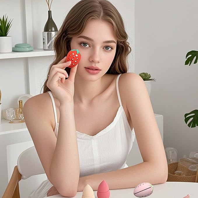 2Pcs Silicone Strawberry Makeup Sponge Holder - Reusable Travel Accessory for Makeup Sponges, Cases, and Skincare Organizers