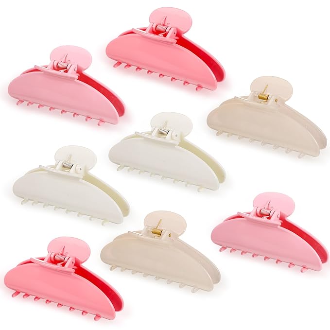 8 Pcs Large Acrylic Hair Claw Clips for Women Non-slip Strong Hold Jaw Clamps for Thick Thin Hair(Glossy,Jelly Color)