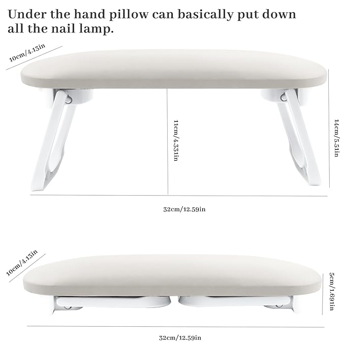 Nail Arm Rest, Professional Foldable PU Leather Nail Hand Rest with PVC Table Mat for Acrylic Nails, Soft Nail Hand Pillow Non-slip for Manicure Salon Use (higher-Coffee)