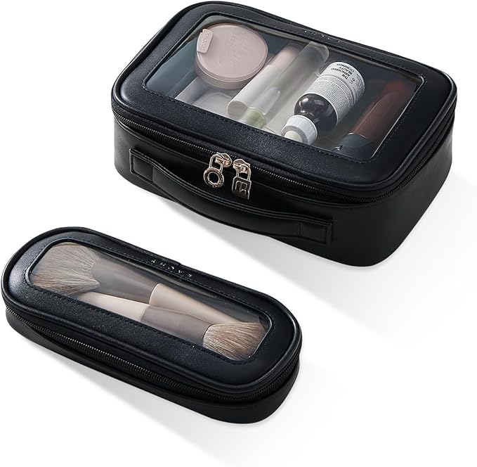 EACHY Clear Makeup Bag Cosmetic Organizer, Waterproof Travel Cosmetic Case with Zipper for Women, Transparent Toiletry and Skincare Pouch, Portable Car or Purse Bag for Travel Essentials