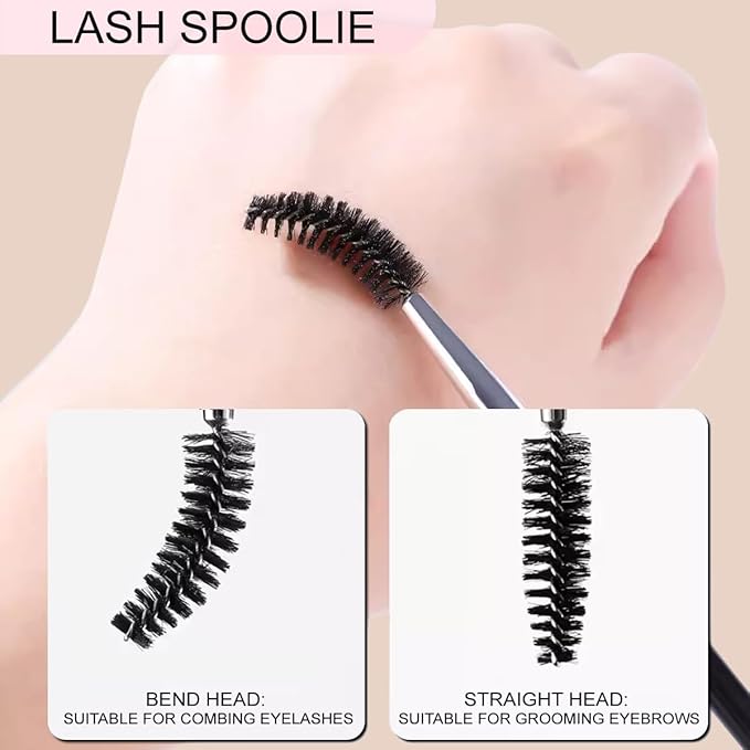 KINGMAS Eyebrow Brush Spoolie Professional Duo Angled Eye Brow Brush for Lining and Shaping Brows or Lashes (Black)