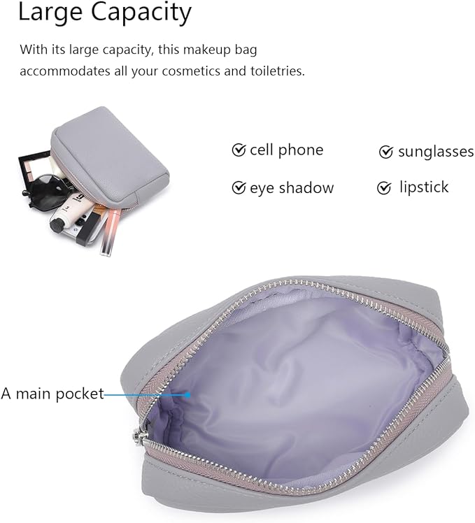 Makeup Bag Large Capacity Women's Classic Black Wash Bag Adjustable Partition Wash Brush and Cosmetic Carrying Bag (Taro Purple)