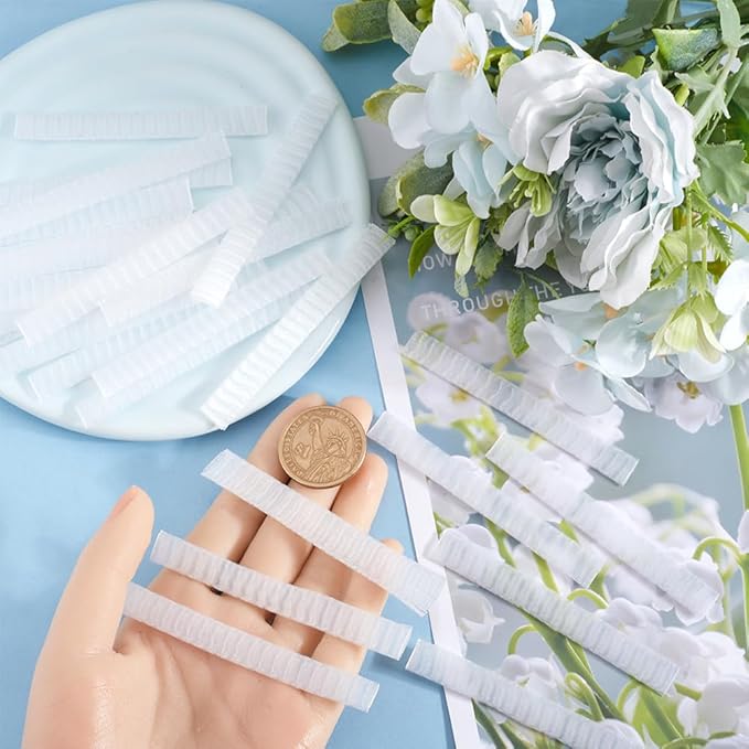 GORGECRAFT 200Pcs Makeup Brush Pen Guard Protector Net Reusable Thread Spool Savers Expandable Mesh Cover Plastic Sewin Thread Netting Machine Embroidery Net for Sewing Eyeshadow Brush, White