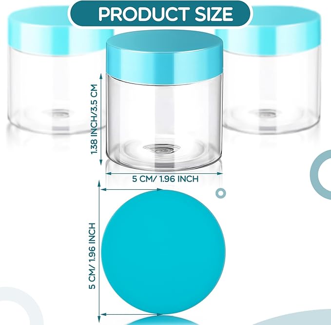 SATINIOR 6 Pack 1 oz Plastic Jars Containers with Lids Wide-mouth Refillable Leakproof Reusable Round Empty Jars for Travel Cosmetic Dry Food Spice Candy Cookie Home Kitchen Organizing(Blue)