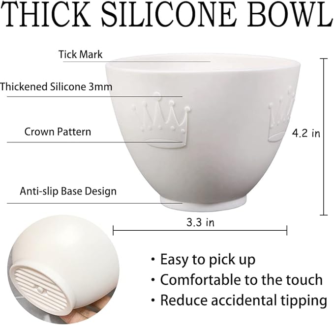 Silicone Face Mask Mixing Bowl Set, DIY Facemask Mixing Tool Kit with Silicone Mask Bowl, Facial Mask Brush, Bowl Stick Spatula, Face Mask Applicator, Measuring Cup (5 PCS＆White)