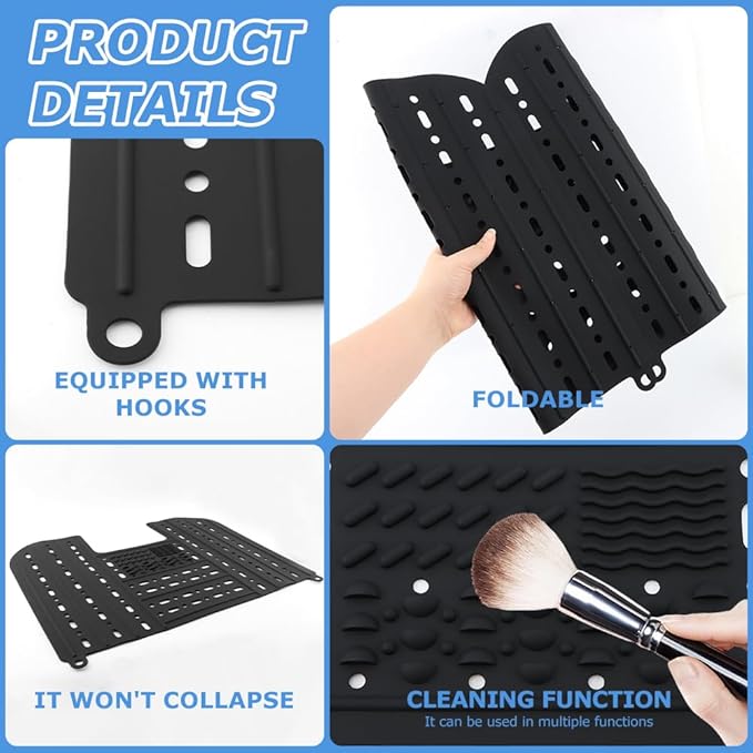 Bathroom Sink Cover for Counter Space With Storage Bag, 22 * 17" Foldable Sink Cover,Silicone Beauty Makeup Brush Cleaning Mat,for Counter Space & Storage Saver(black)