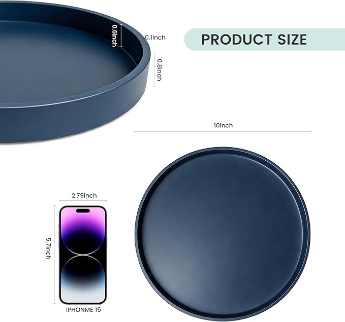 1 Pack 10" Bathroom and Vanity Tray, ABS Bathroom Counter Organizer， Coffee Table Decor for Perfume, Candles, Keys &More. Kitchen Countertop Organizer, Decorative Tray Soap Holder, Blue