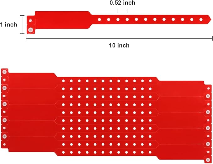 100pcs Colored Vinyl Wristbands, Waterproof & Security Wristbands for Events, Pool Parties & Outdoor Sports (Red)