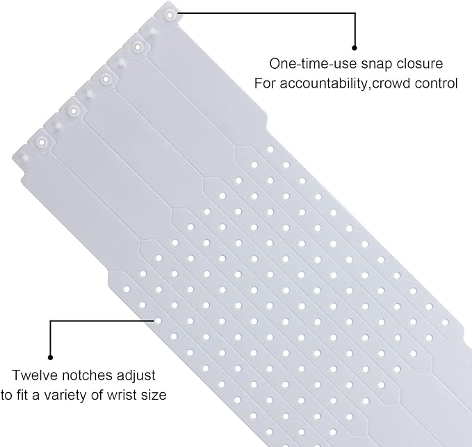 100pcs Colored Vinyl Wristbands, Waterproof & Security Wristbands for Events, Pool Parties & Outdoor Sports (White)