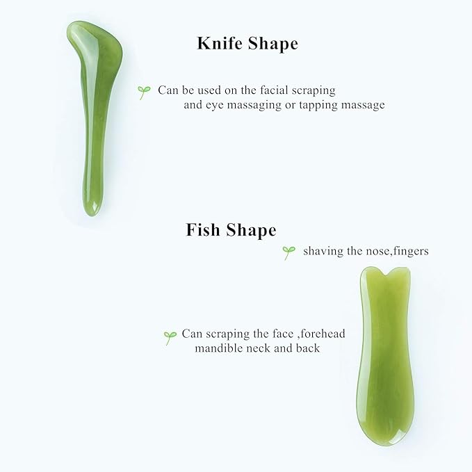 YUYONGTANG 7 Pieces Gua Sha Scraping Massage Tool,Natural Resin GuaSha Tool Massage Tools Set for Face Back and Neck Release,Reduce Muscle Pain,with Storage Bag (Green)