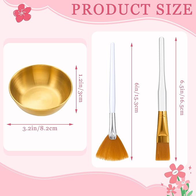 36 Pcs Esthetician Supplies for Facials Set Includes 12 Stainless Steel Facial Bowls 12 Brushes 12 Flat Facial Spatula Mask Cosmetic Applicators for Women Mask Mixing Tools Kit(Golden)
