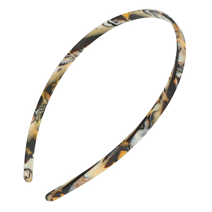 Thin Headband for Women, 1/4" Ultracomfort Plastic Headband, Brown Lasco, Flexible Fit with No Slip Gentle Teeth, All-Day Hold | France Luxe