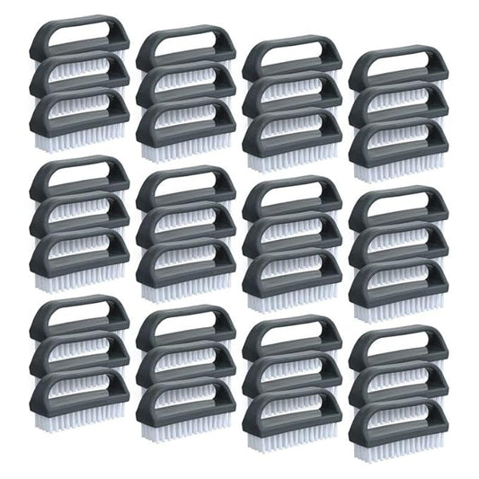 Superio Stiff Nail Brush for Cleaning Fingernails Small Scrub Brush with Handle, Cleaning Brushes for Hands, Toes, and Nails (Black, 36 Pack)