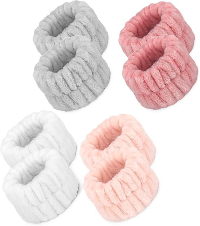 Crosize 8 Pcs Microfiber Wrist Bands for Washing Face, Women's Absorbent Face Washing Wristbands, Prevent Water from Spilling Down Your Arms